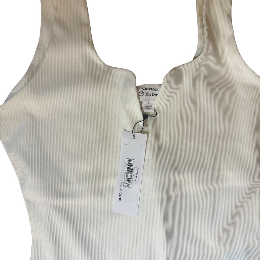The Drop Women’s Corsette Rib Bodysuit – Ivory White – Size Small – NWT